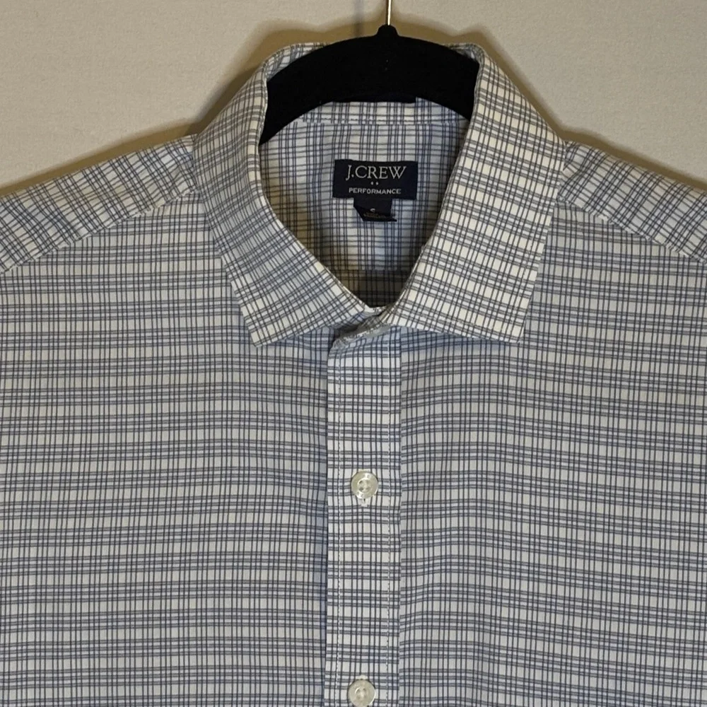 J. Crew Men's Dress Shirt Blue and White Plaid Size small